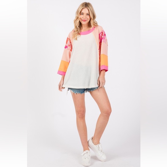 21 Boho Oversized Contrast Knit Sweatshirt - Picture 6 of 6